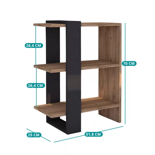 Книжна рафт 70x51.8x25 Антрацит-Дъб