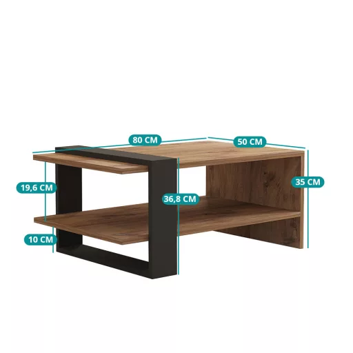 Кафе маса 80x35x55 см, Дъб-Антрацит