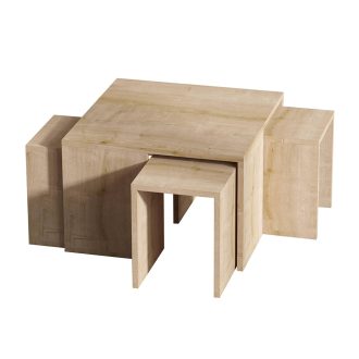   Кафе маса с скрити странични маси, 5 части дъб