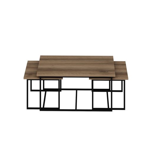 Комплект маси за кафе от 3 части, орех