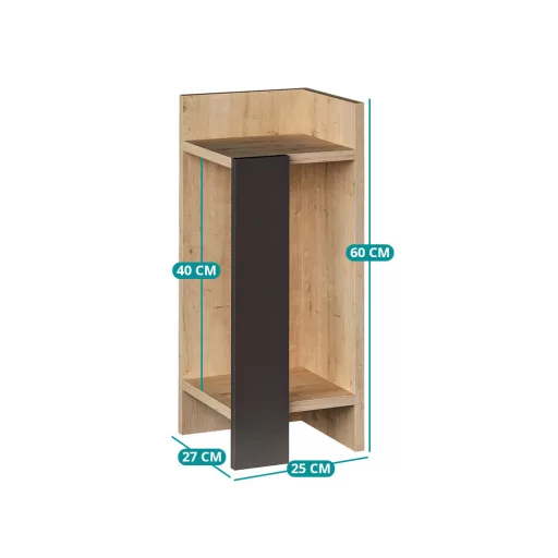 Нощно шкафче с дясна страна 60x25x27 см Антрацит-Дъб