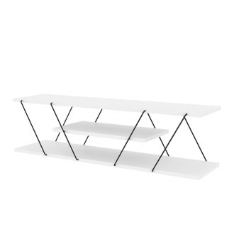   Триетажна телевизионна стойка, бяла