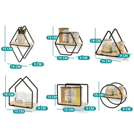 Комплект от 6 стенни рафта, черен