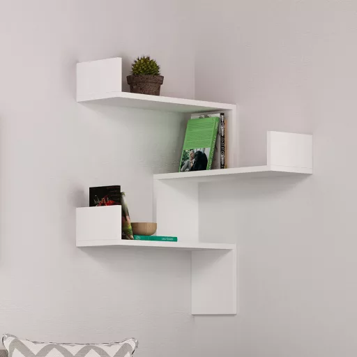 Ъглов рафт 60x90x60 см, Бял