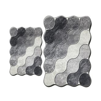   Комплект банни килими с каменна шарка, сив