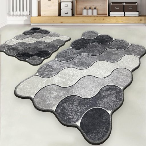 Комплект банни килими с каменна шарка, сив
