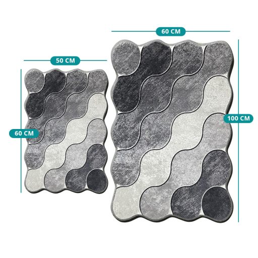 Комплект банни килими с каменна шарка, сив