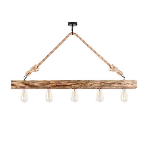 Винтидж дървена таванна лампа