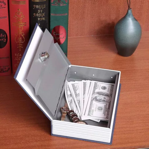 Сейф под формата на книга с ключ - Дискретно метално съхранение за дома и офиса