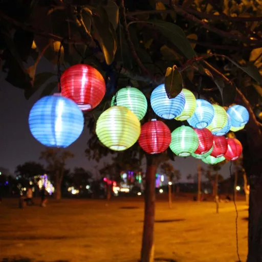10-LED Батерийно захранвани цветни фенерчета на връв, 2.1м