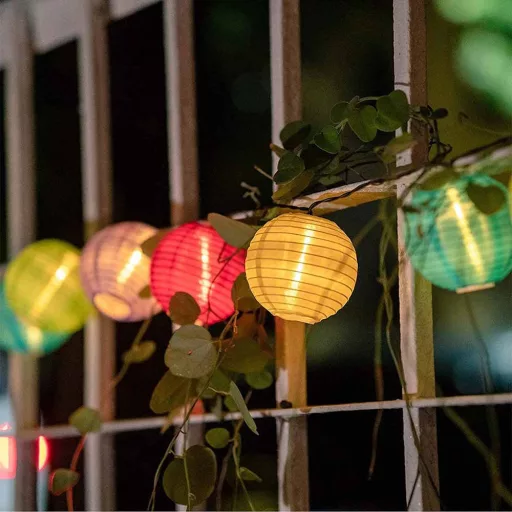 10-LED Батерийно захранвани цветни фенерчета на връв, 2.1м