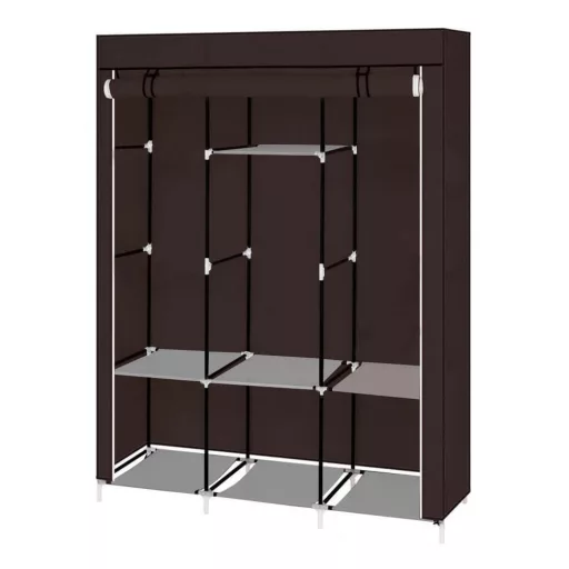 Портативен гардероб с цип - 130x45x170 см, кафяв