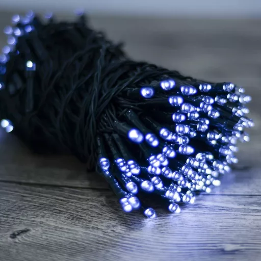 100 LED Слънчеви градински светлини - 20 метра - Хладно бяло, устойчиви на времето