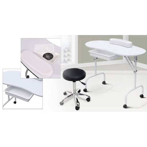 Портативна сгъваема маса за маникюр с чекмедже и чанта за носене - Идеална за салони и мобилни услуги