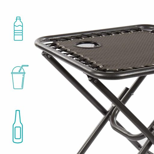 Комплект градински столове с нулева гравитация от 2 части с маса и сваляща се облегалка