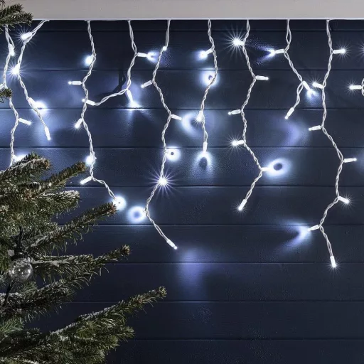 LED завеса от ледени висулки с 230 LED - Студено бяло, 8 режима на осветление, Вътрешно/Външно, IP44 водоустойчив
