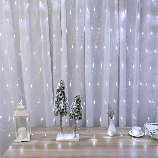 128 LED мрежа с fairy lights - Топло и студено бяло, 7 режима, Вътрешно/Външно