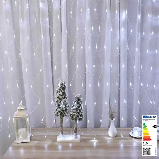 128 LED мрежа с fairy lights - Топло и студено бяло, 7 режима, Вътрешно/Външно