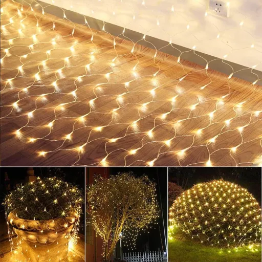 128 LED мрежови светлини - Топло и студено бяло, 7 режима, за вътрешно/външно ползване