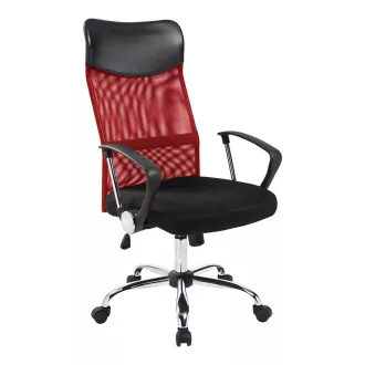   Ергономичен офис стол с висока облегалка - червен, регулируема височина и механизъм за наклон