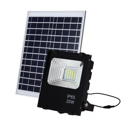 Слънчев LED прожектор с дистанционно управление - 20W, IP65 водоустойчив, 5м кабел