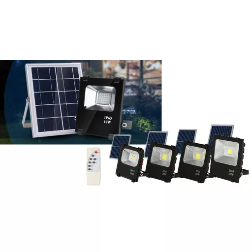 Слънчев LED прожектор с дистанционно управление - 20W, IP65 водоустойчив, 5м кабел