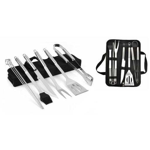 9-частен комплект инструменти за барбекю от неръждаема стомана с чанта за носене