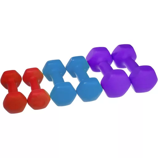 Комплект ръчни дъмбели от 6 части с чанта - 1кг, 1.5кг, 2.5кг