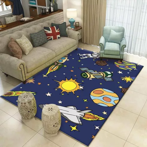 Детски килим за игра 130x180 см с весели мотиви - мек, неплъзгащ, лесен за почистване