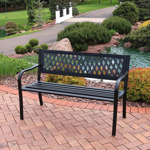 Метална градинска пейка за 2 души - Издръжливо и елегантно външно място за сядане, 200 кг капацитет