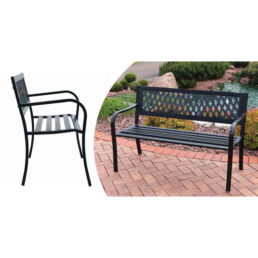 Метална градинска пейка за 2 души - Издръжливо и елегантно външно място за сядане, 200 кг капацитет