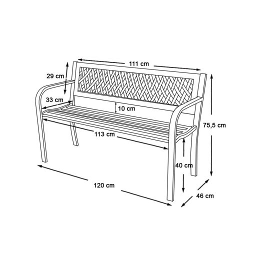 Метална градинска пейка за 2 души - Издръжливо и елегантно външно място за сядане, 200 кг капацитет