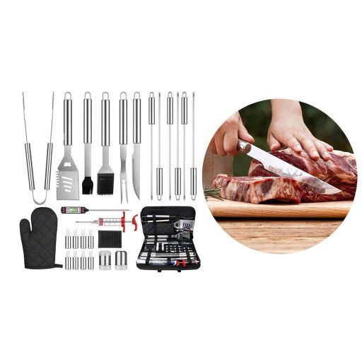 24-частен комплект за барбекю с чанта за носене за готвене на открито