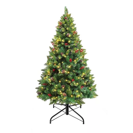 LED Коледно дърво с топли бели светлини - 120 см, 100 LED