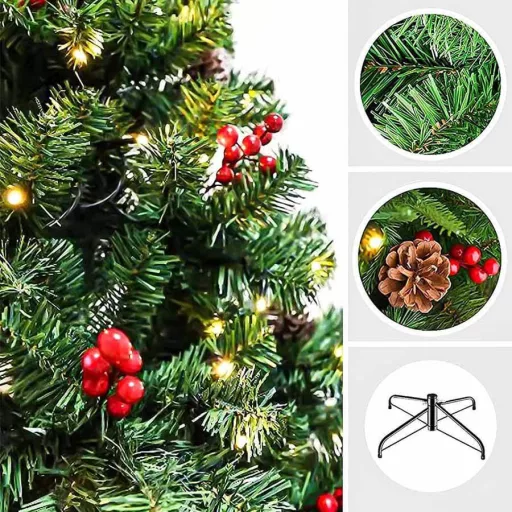 LED Коледно дърво с топли бели светлини - 120 см, 100 LED
