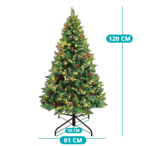 LED Коледно дърво с топли бели светлини - 120 см, 100 LED