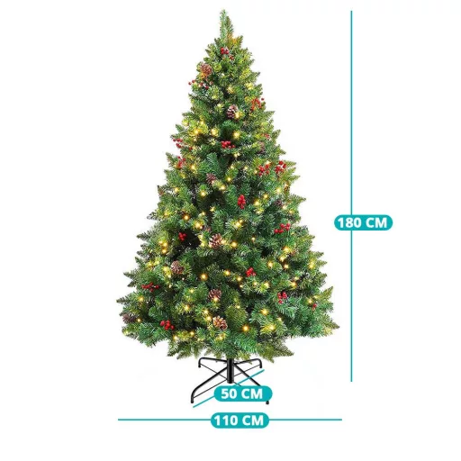 LED Коледа Дърво с Топли Бели Светлини - 180 см, 260 LEDs, Лесен Монтаж