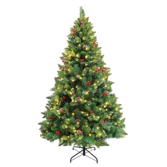   LED коледно дърво с вградени топли бели светлини, 210 см, 320 LEDs