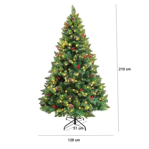 LED коледно дърво с вградени топли бели светлини, 210 см, 320 LEDs