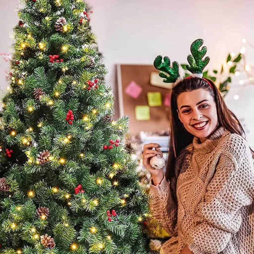 LED коледно дърво с вградени топли бели светлини, 210 см, 320 LEDs
