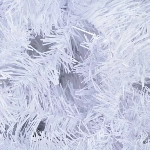 Бял изкуствен коледен дърво - 120 см, сгъваеми клони, метална основа