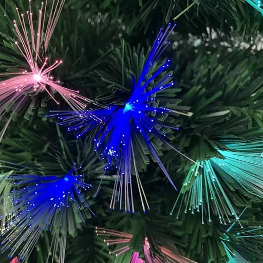 120 см влакнест оптичен LED коледен дърво с 8 режима на осветление и червен връх