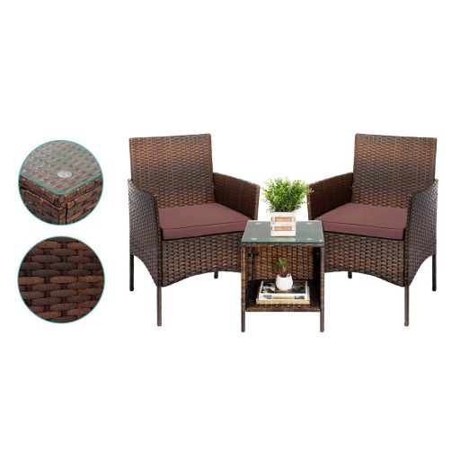 3-частен комплект мебели за патия от полиратан, устойчив на времето с възглавници