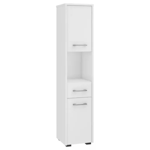 Тесен шкаф за баня с 1 чекмедже и 2 шкафа 30x140x30 см