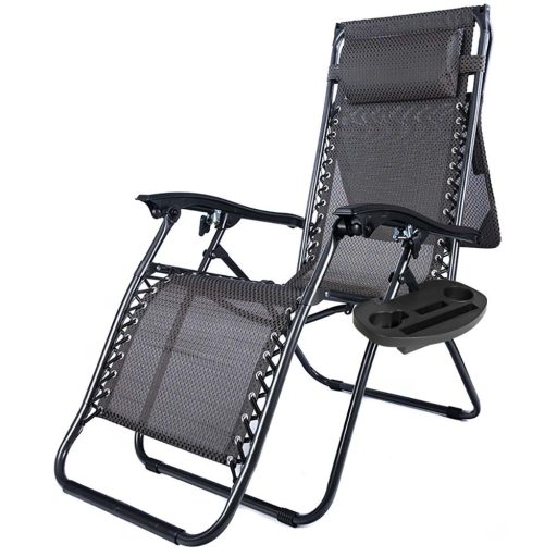 Стол за релаксация с нулева гравитация с навес и държач за чаша - Комплект от 2, различни цветове