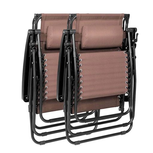 Стол за релаксация с нулева гравитация с навес и държач за чаша - Комплект от 2, различни цветове