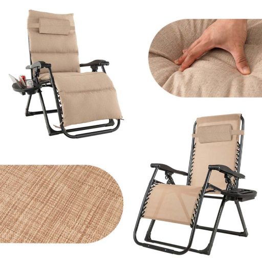 Паднат стол с нулева гравитация с място за съхранение и сваляща се облегалка - Различни цветове