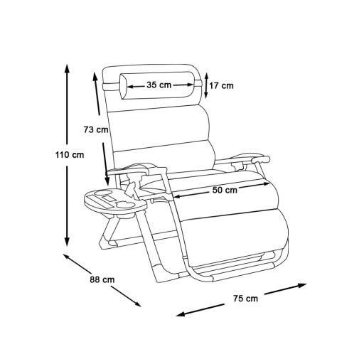Паднат стол с нулева гравитация с място за съхранение и сваляща се облегалка - Различни цветове