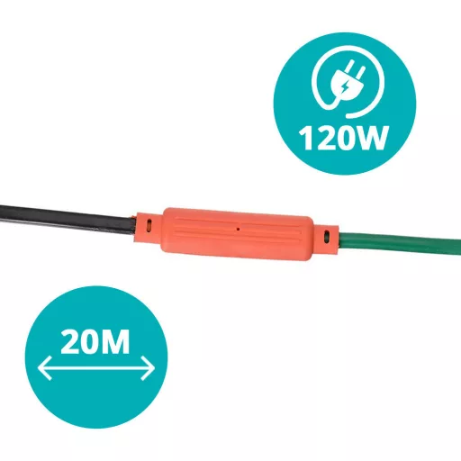 Кабел за отопление на градината 20м за растения - 120W, водоустойчив, за вътрешна и външна употреба