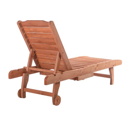 Регулируем шезлонг от дърво за открито с място за съхранение